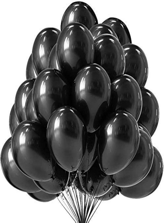 HEMITO Premium Metallic Latex Balloons Pack of 100 Black Balloons for Decoration (Black, Pack of 100) - Image 1
